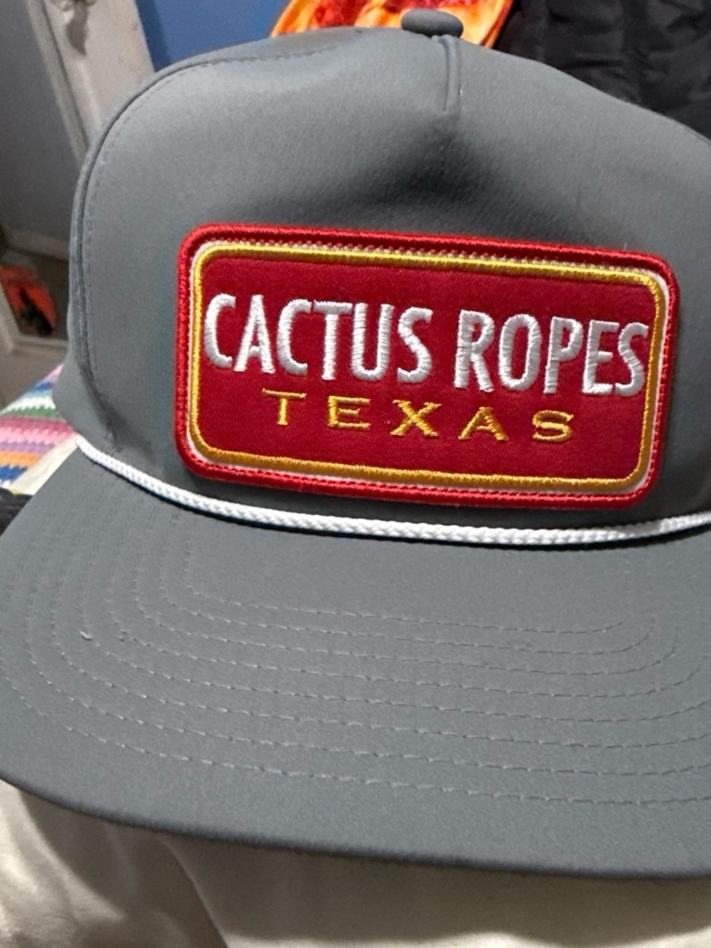 Hooey Gray Cap with Red Patch and White Rope
